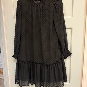 J. Crew Black Long Sleeve Swiss Dot Dress